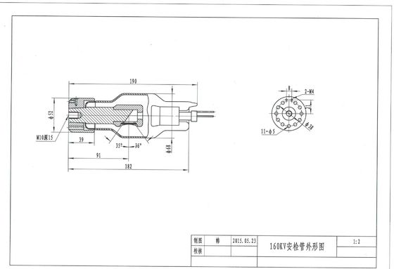 160KVp 2mA أنبوب الأشعة السينية لنظام فحص فحص المطار الآمن 190x182x Dia52mm قطر